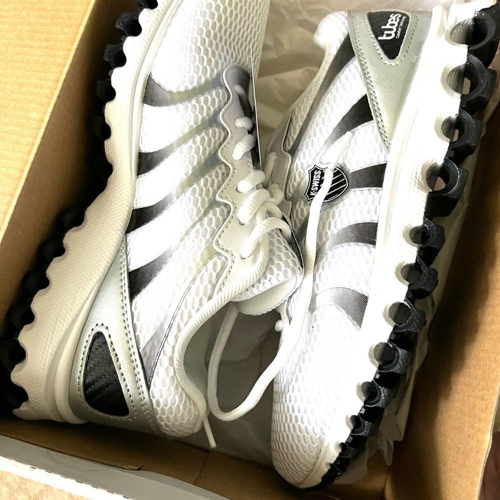 K-Swiss White and Black Athletic Shoes